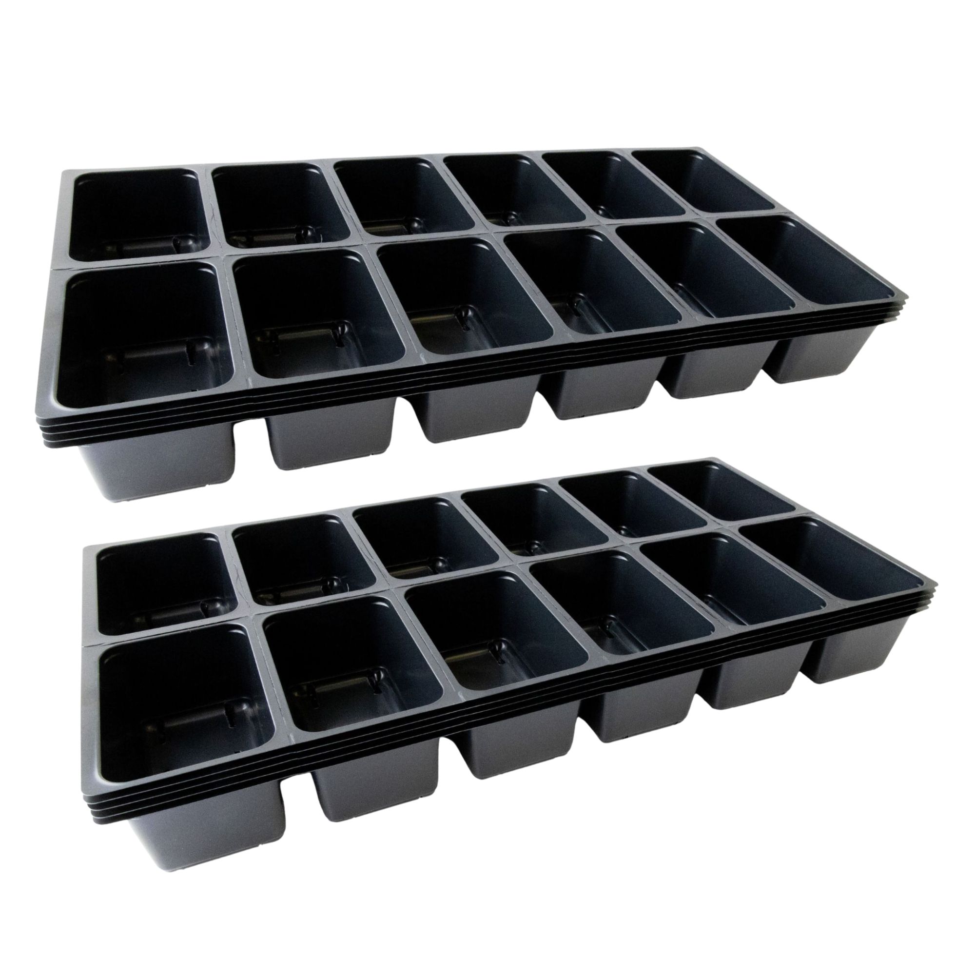 12 Cell Plant Tray Inserts - Pack of 10 - One Dozen Perforated Planter Cells with Drain Holes - For 10x20 Trays. Gardening, Seed
